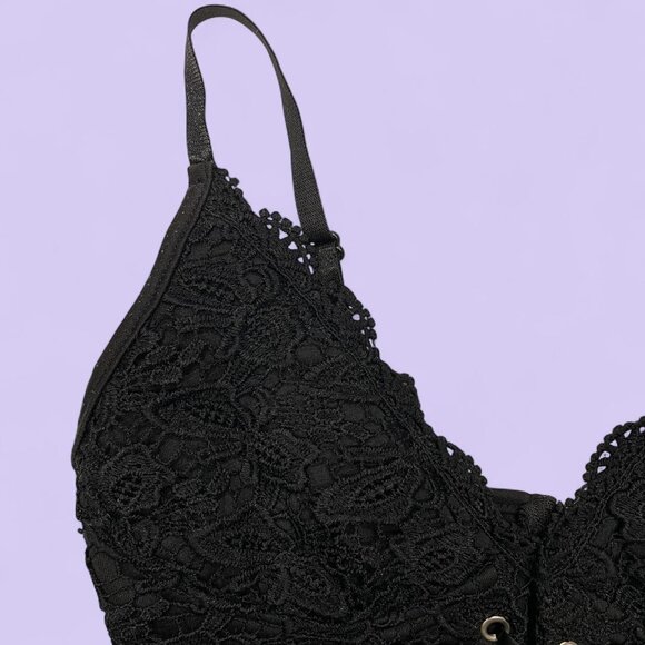 Black Lace Corset Crop Top – Size Small (Unbranded) - Picture 3 of 7